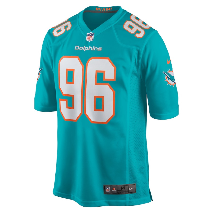 Justin Zimmer 96 Miami Dolphins Home Game Aqua NFL Jersey Men's