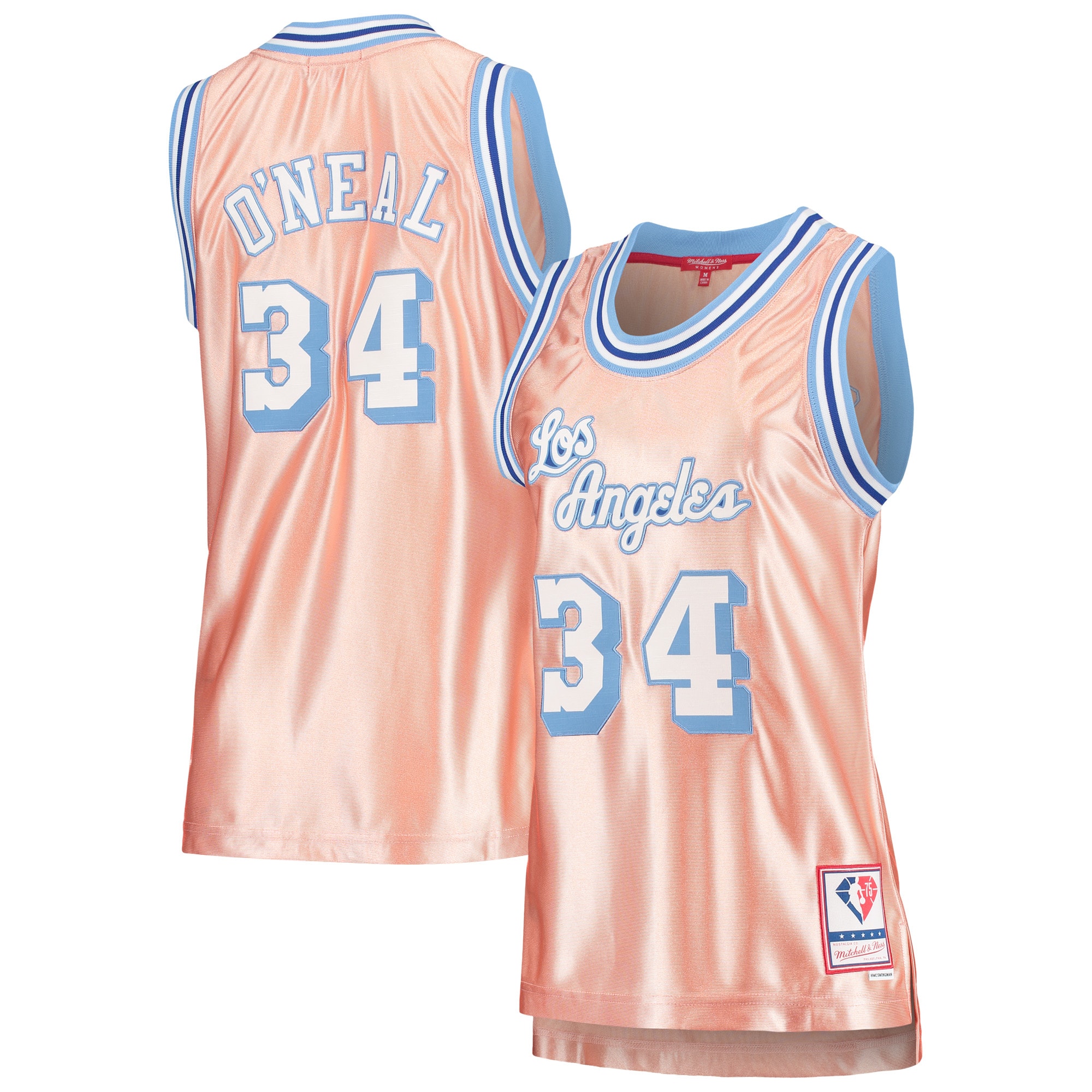 Mitchell Ness Shaquille O'Neal Pink Los Angeles Lakers 75th Anniversary Rose Gold 1996 Swingman NBA Jersey Women's