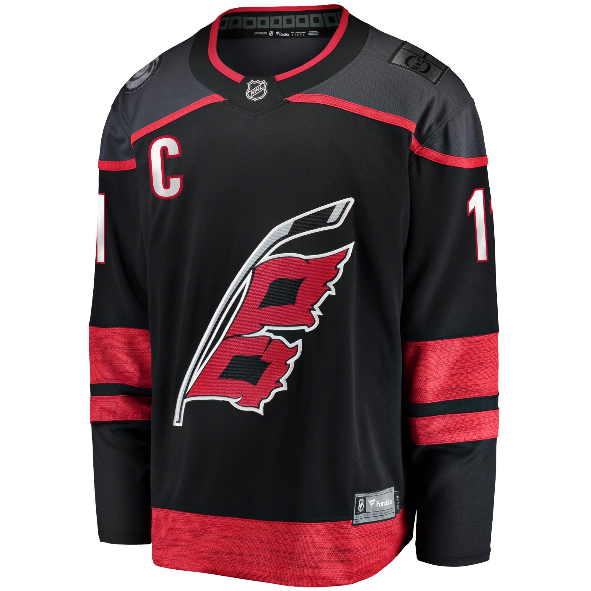 Carolina Hurricanes Jordan Staal Black Home Captain Patch Breakaway Player NHL Jersey Men's