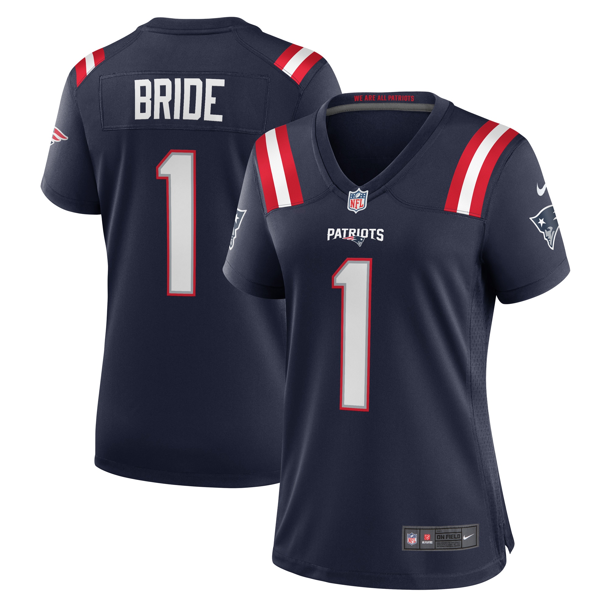 New England Patriots Number 1 Bride Navy Game NFL Jersey Women's