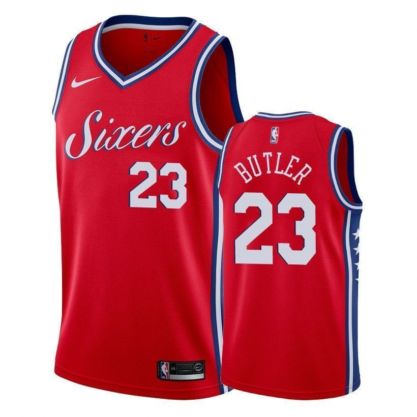Philadelphia 76ers Jimmy Butler 23 Statet Red NBA Jersey Men's