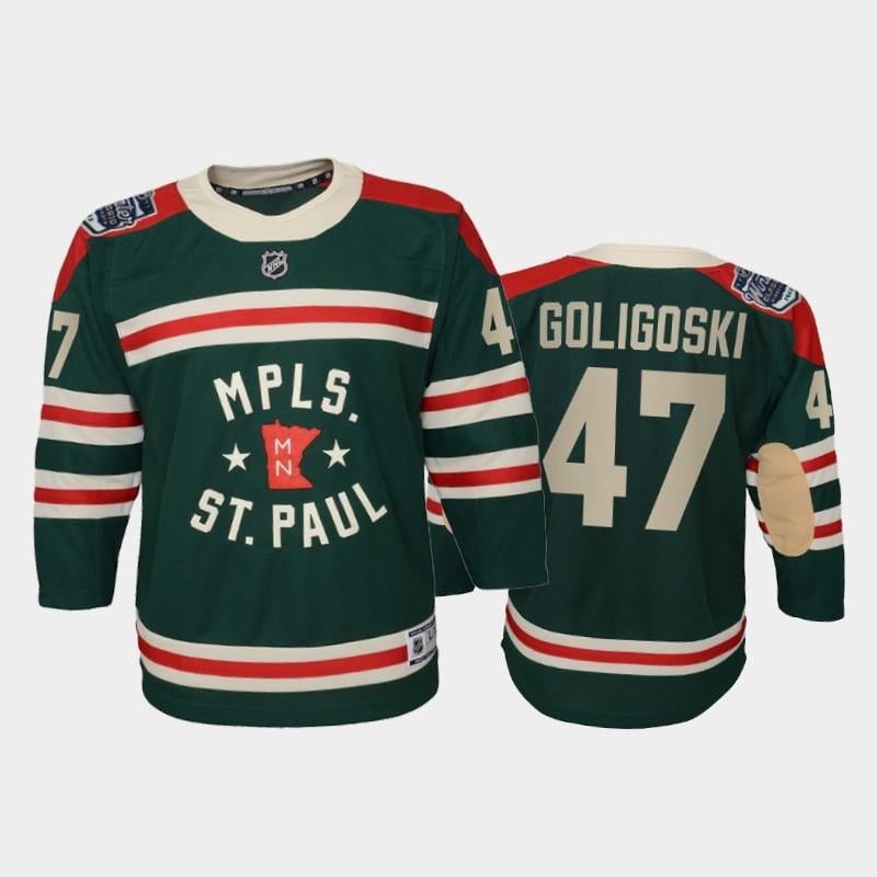 Minnesota Wild Alex Goligoski 47 2022 Winter Classic State Of Green NHL Jersey Youth