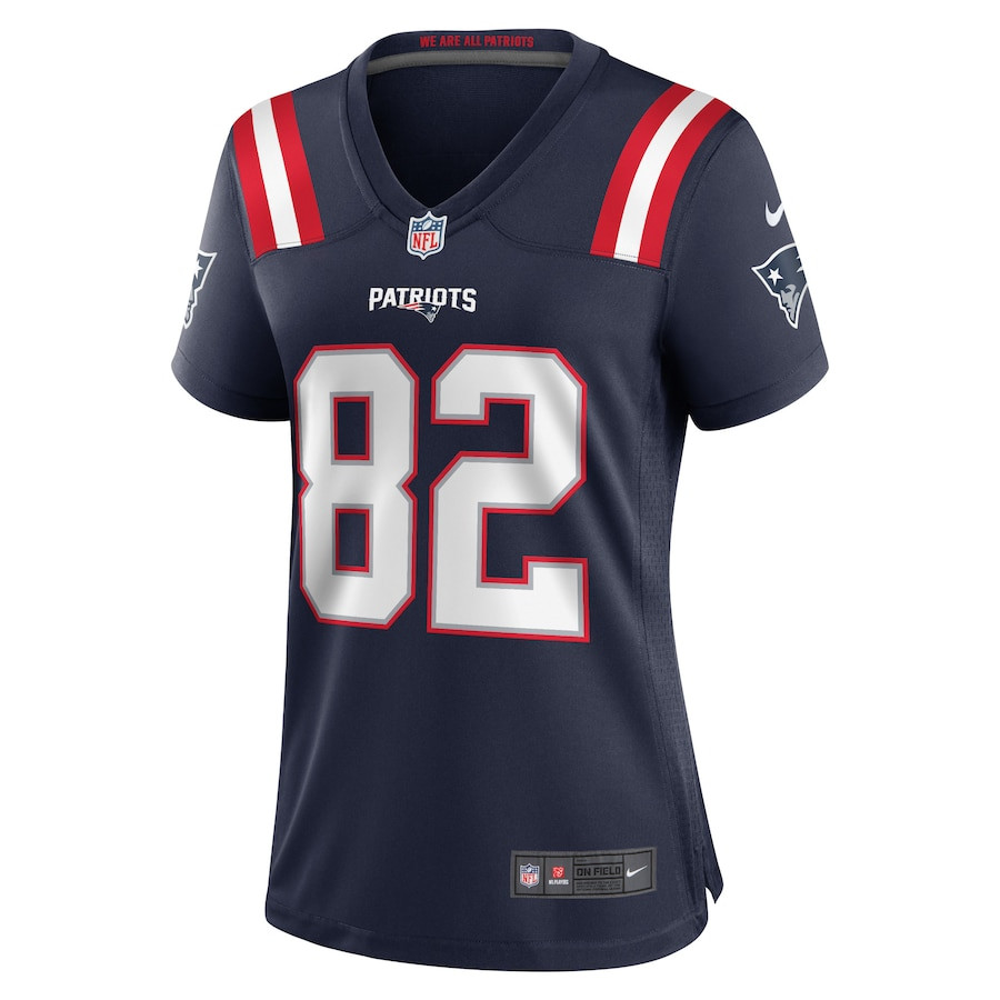 Tre Nixon 82 New England Patriots Game Navy NFL Jersey Women's