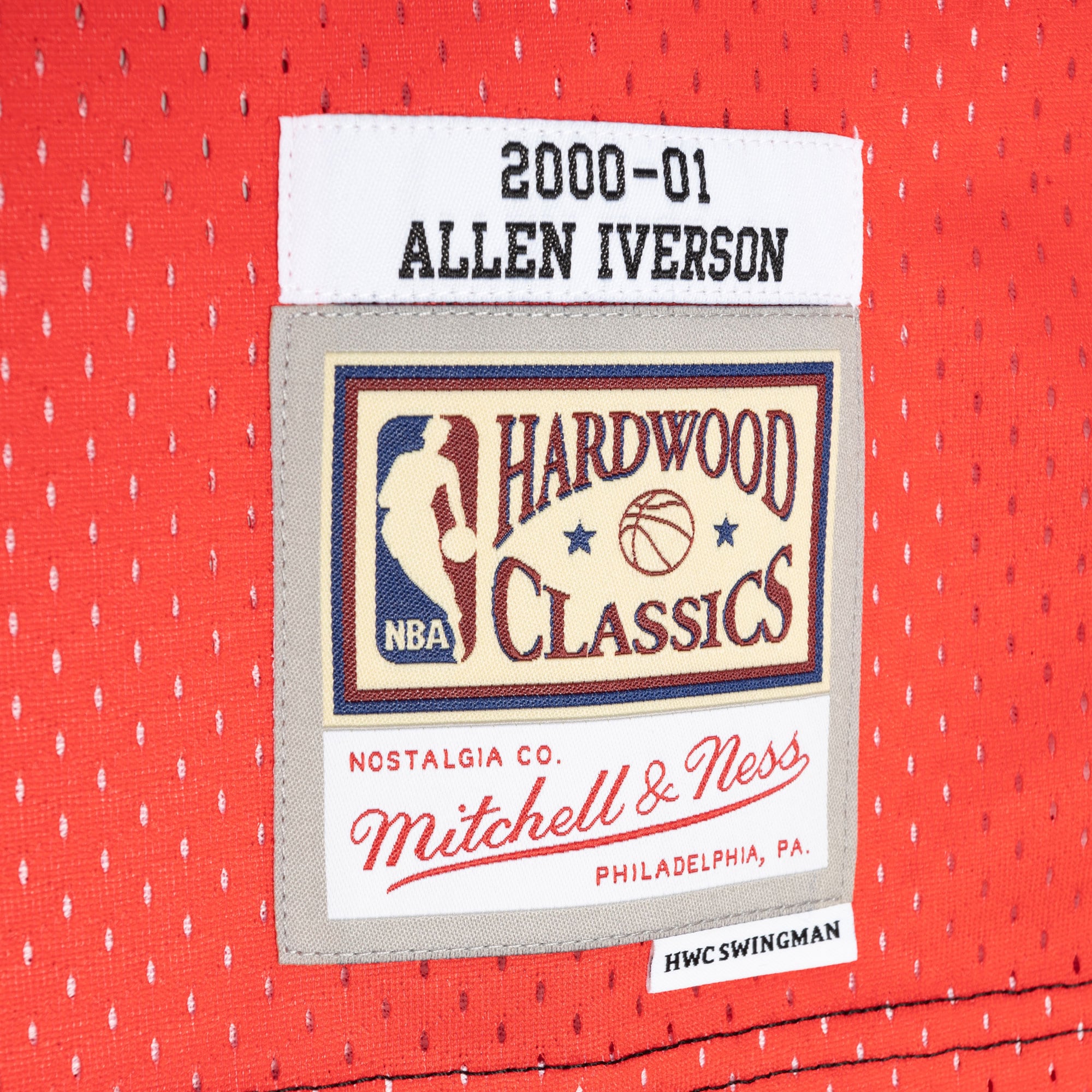 Mitchell Ness Allen Iverson Black/Red Philadelphia 76ers Hardwood Classics 2000/01 Split Swingman NBA Jersey Men's