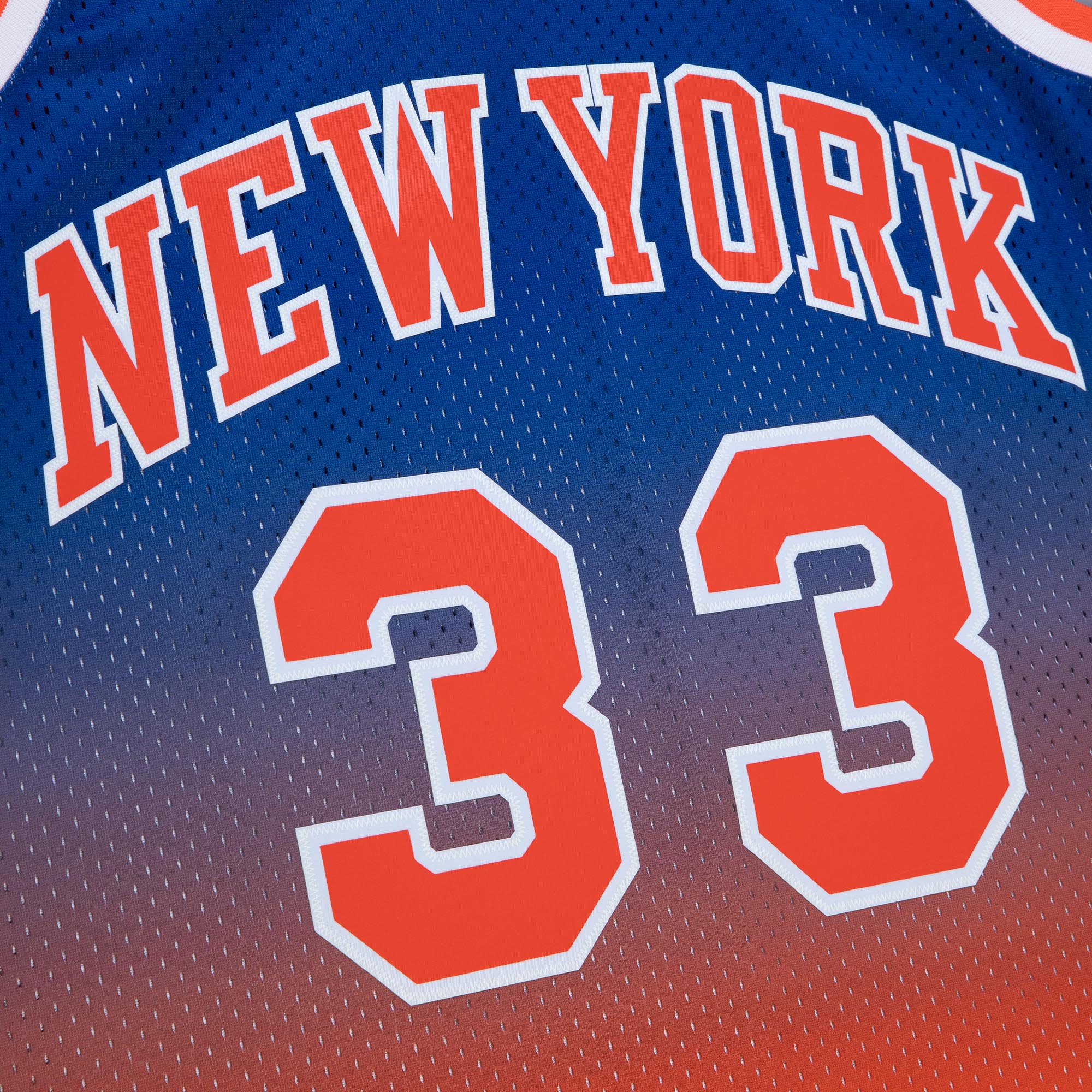 Mitchell Ness Patrick Ewing Orange/Royal New York Knicks 1991/92 Hardwood Classics Fadeaway Swingman Player NBA Jersey Men's