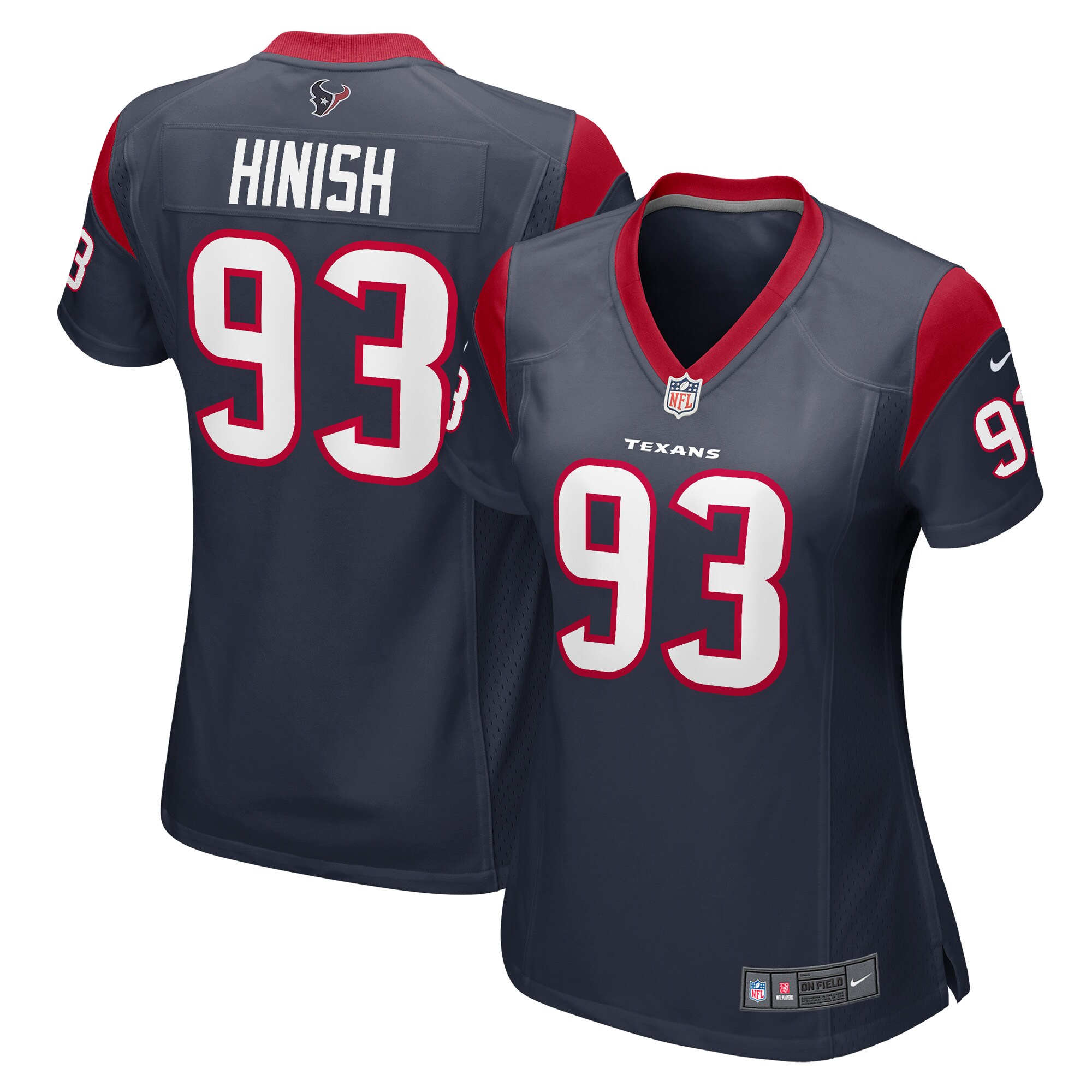 Houston Texans Kurt Hinish Navy Game Player NFL Jersey Women's