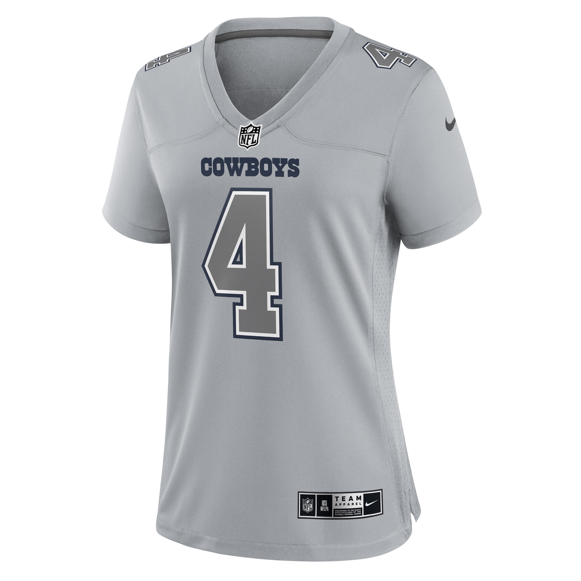 Dallas Cowboys Dak Prescott Gray Atmosphere Fashion Game NFL Jersey Women's
