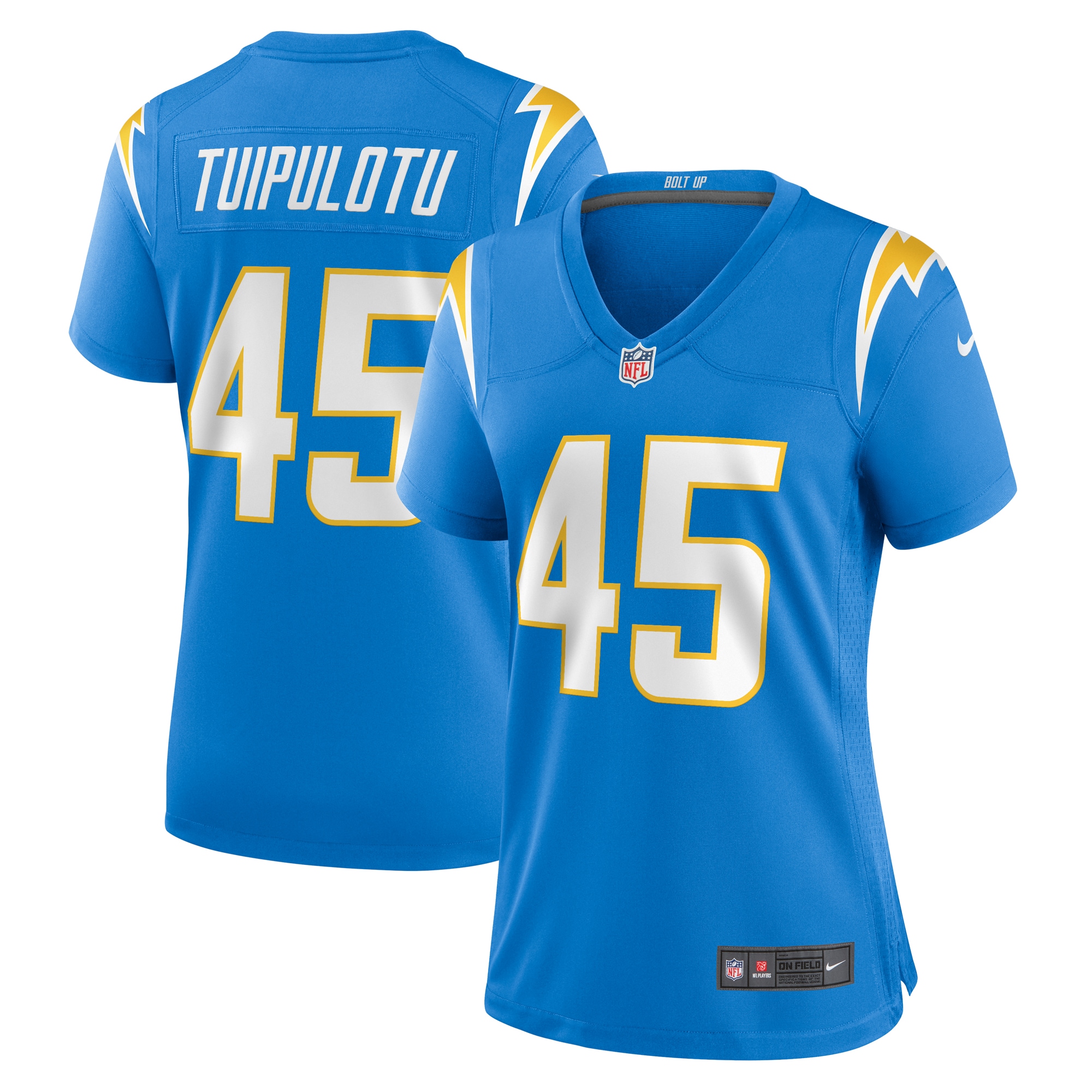 Los Angeles Chargers Tuli Tuipulotu Powder Blue Team Game NFL Jersey Women's
