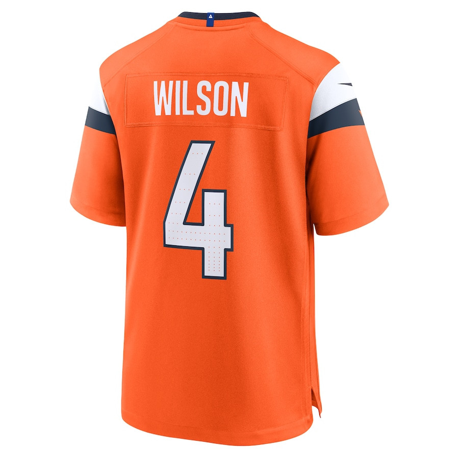 Zach Wilson 4 Denver Broncos Team Game Orange NFL Jersey Men's