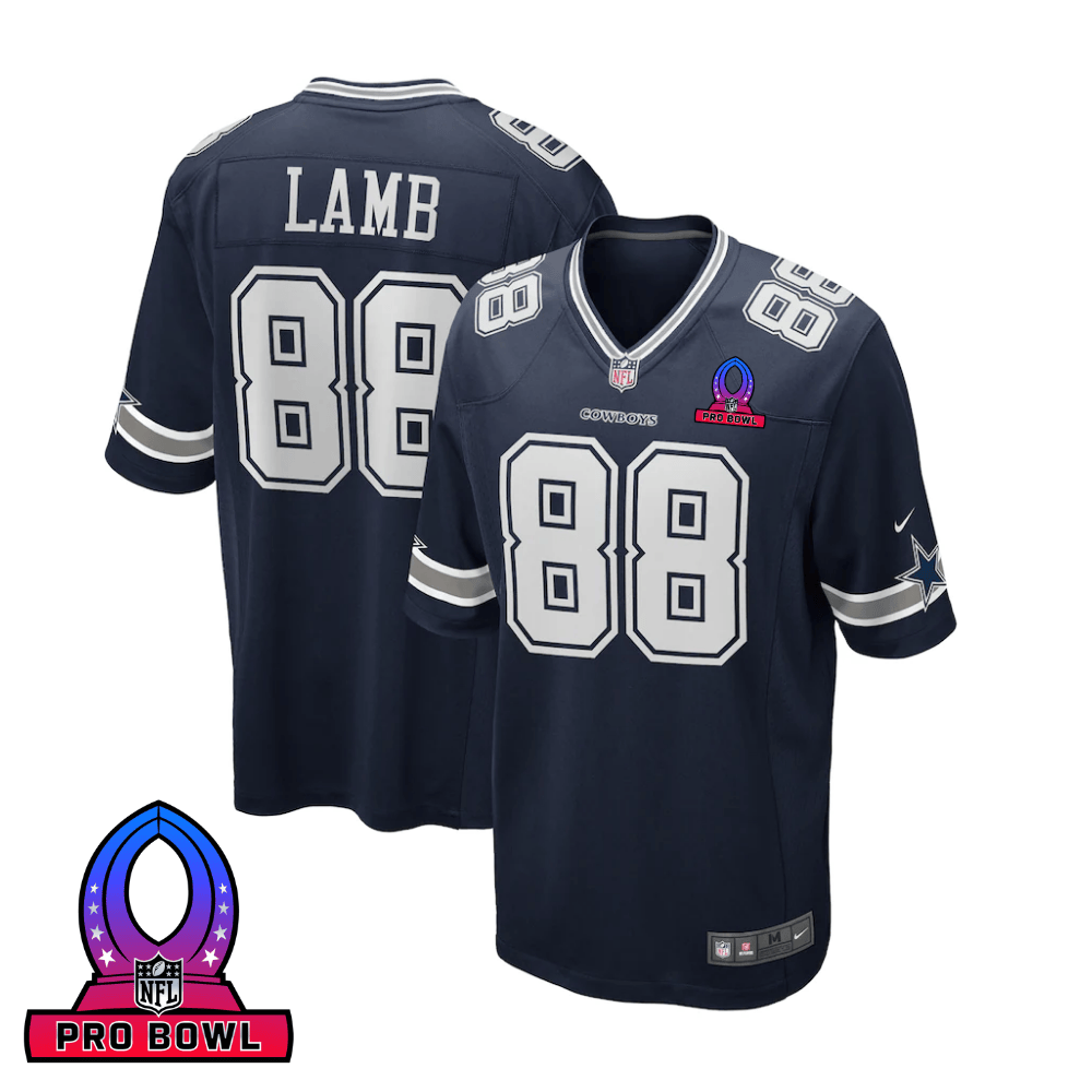 CeeDee Lamb 88 Dallas Cowboys 2025 Pro Bowl Patch Game Navy NFL Jersey Men's