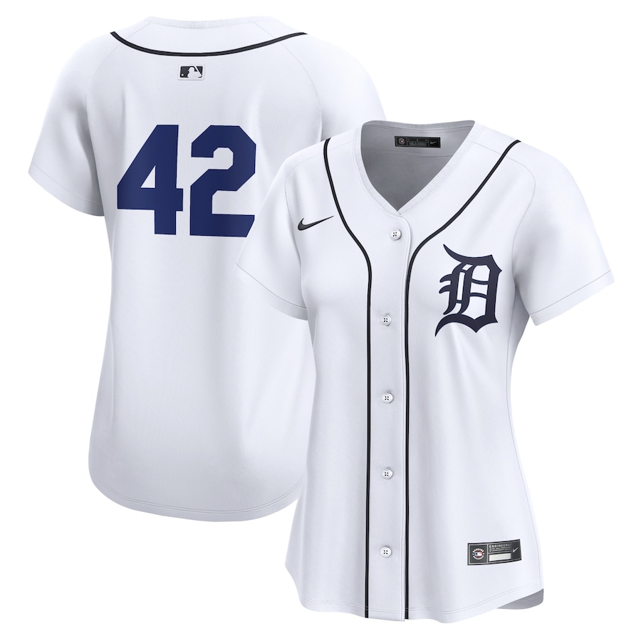 Detroit Tigers Women's 2024 Jackie Robinson Day Home Limited Jersey White