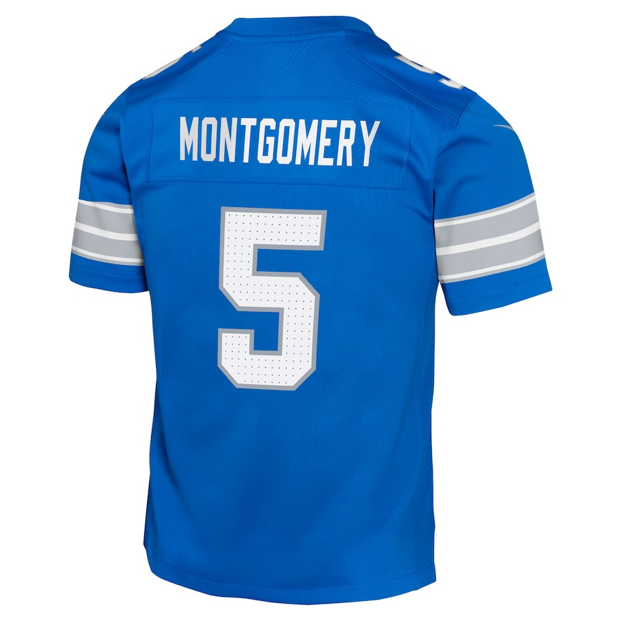 David Montgomery 5 Detroit Lions Team Player Game Blue NFL Jersey Youth