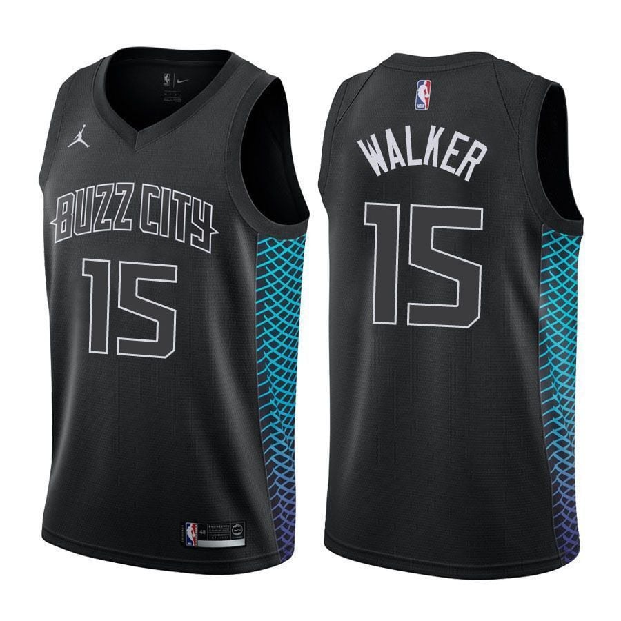 Charlotte Hornets Kemba Walker 15 City Edition Black NBA Jersey Men's