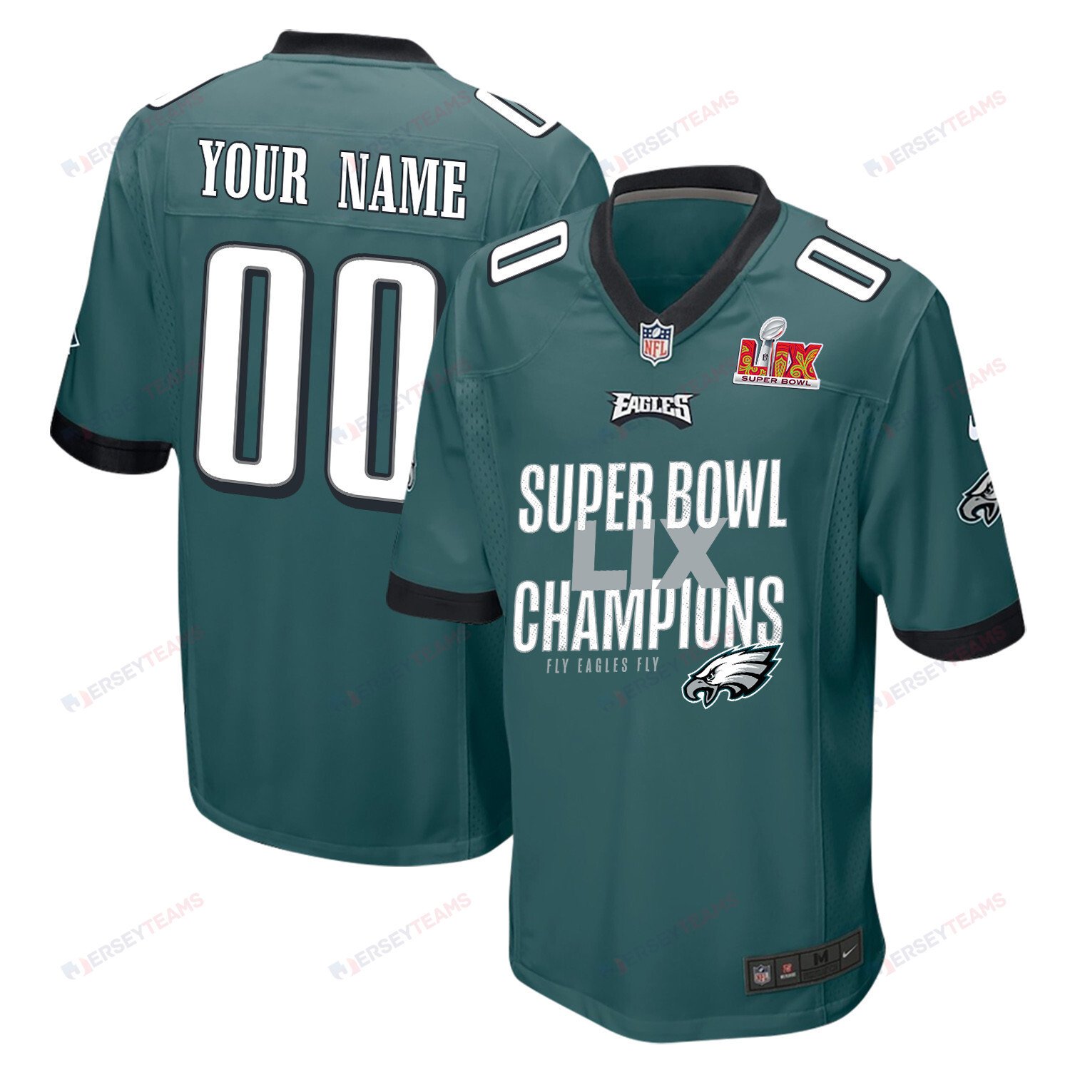 Philadelphia Eagles Super Bowl LIX Champions V5 Game Custom Midnight Green NFL Jersey Men's