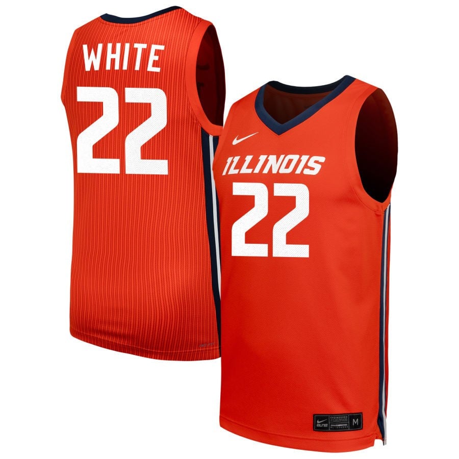 Tr White 22 Illinois Fighting Illin Unisex NIL Orange NCAA Jersey Unisex