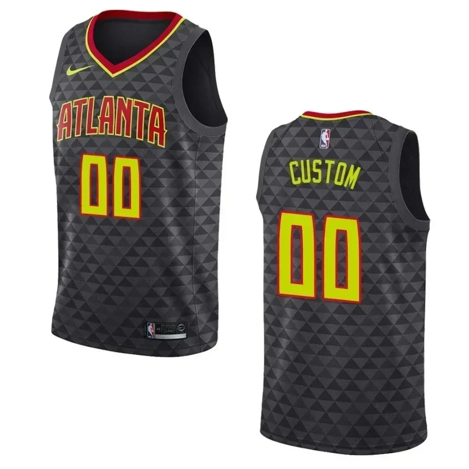 Atlanta Hawks 00 Custom Icon Swingman Black NBA Jersey Men's
