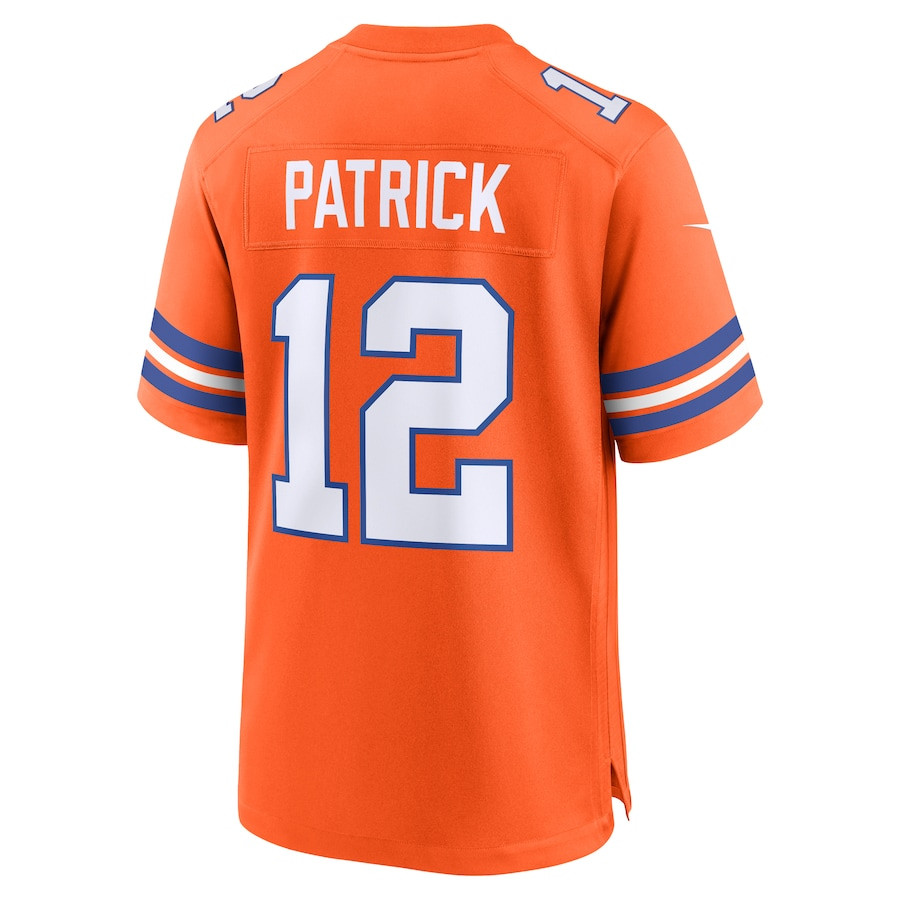 Tim Patrick 12 Denver Broncos Mile High Collection 1977 Throwback Player Game Orange NFL Jersey Men's