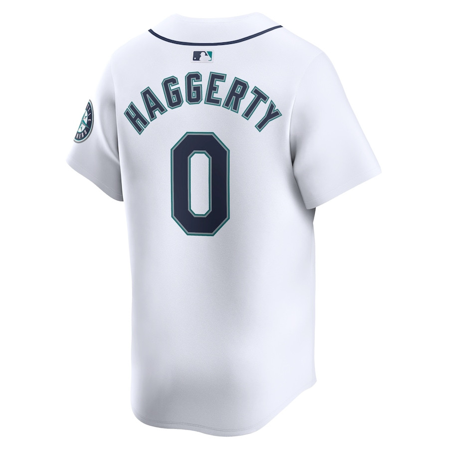 Sam Haggerty 0 Seattle Mariners Home Limited Player White MLB Jersey Men's
