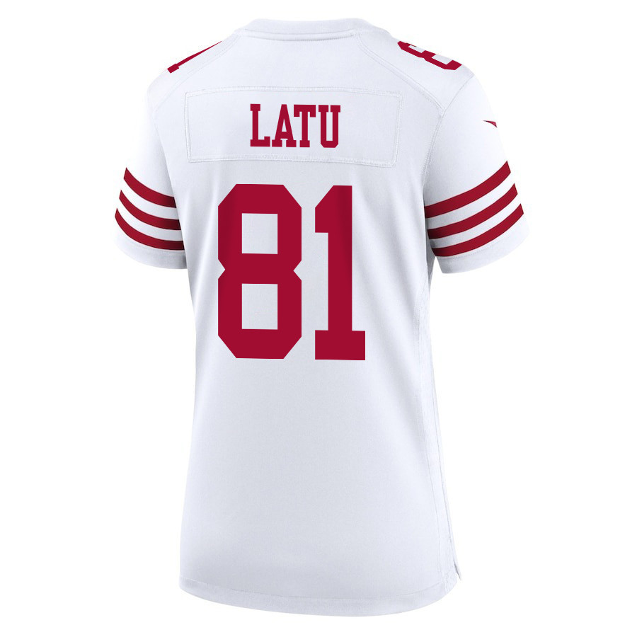Cameron Latu 81 San Francisco 49ers Super Bowl LVIII Patch Game White NFL Jersey Women's
