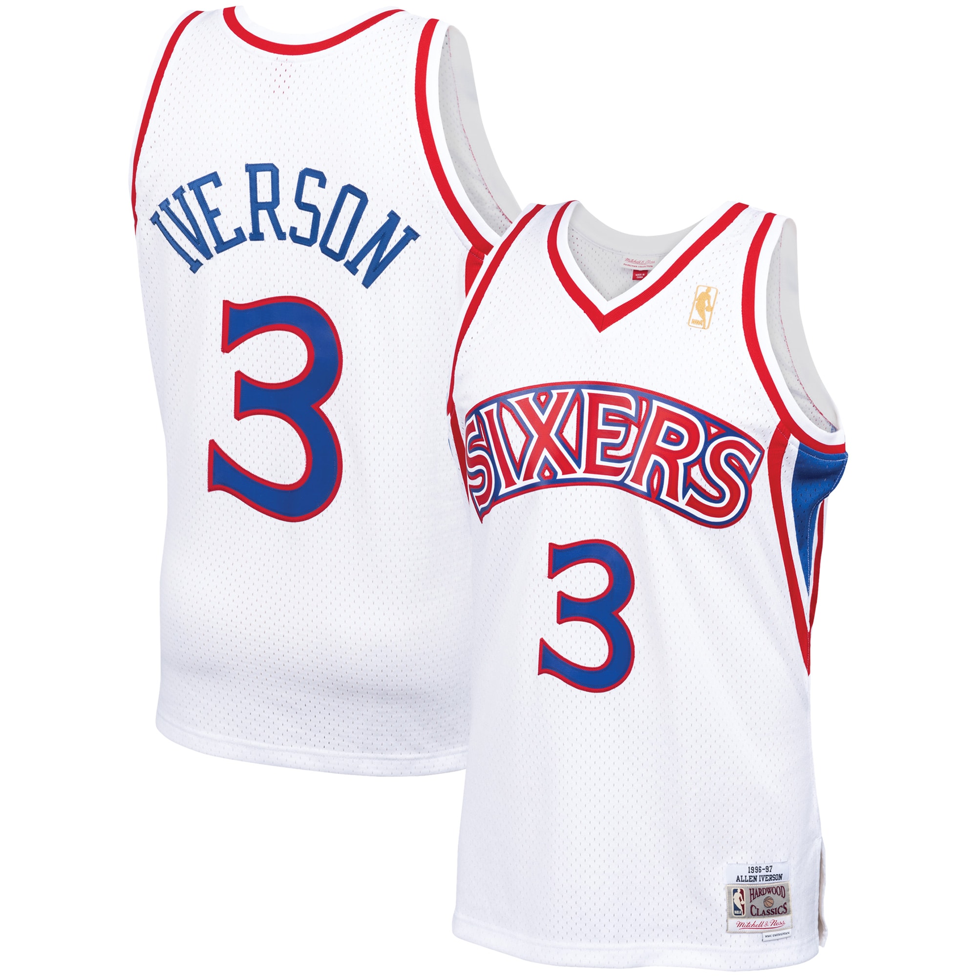 Mitchell Ness Allen Iverso White Philadelphia 76ers 1996-97 Hardwood Classics Swingman NBA Jersey Men's