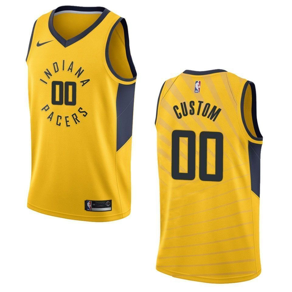 Indiana Pacers 00 Custom Statement Swingman Gold NBA Jersey Men's