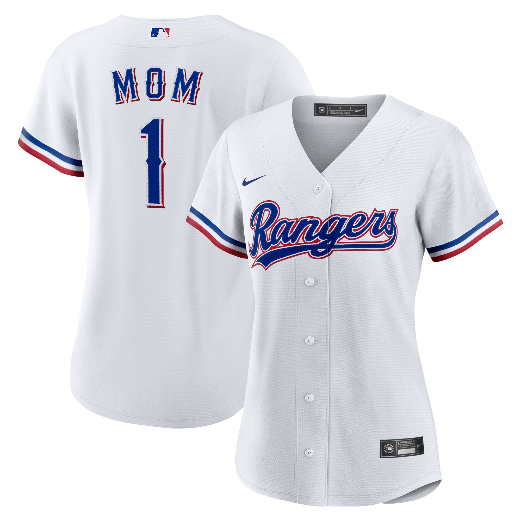Texas Rangers White #1 Mom Home MLB Jersey Women's