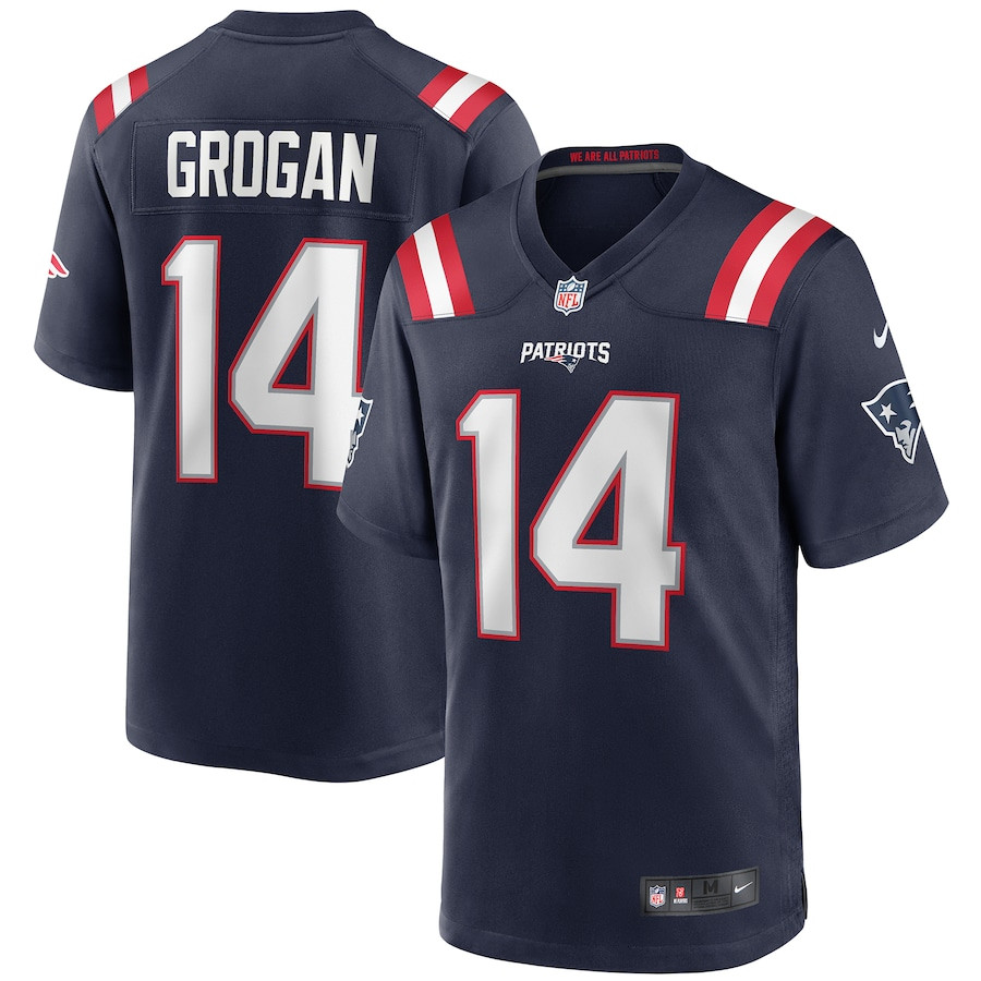 Steve Grogan 14 New England Patriots Game Retired Navy NFL Jersey Men's