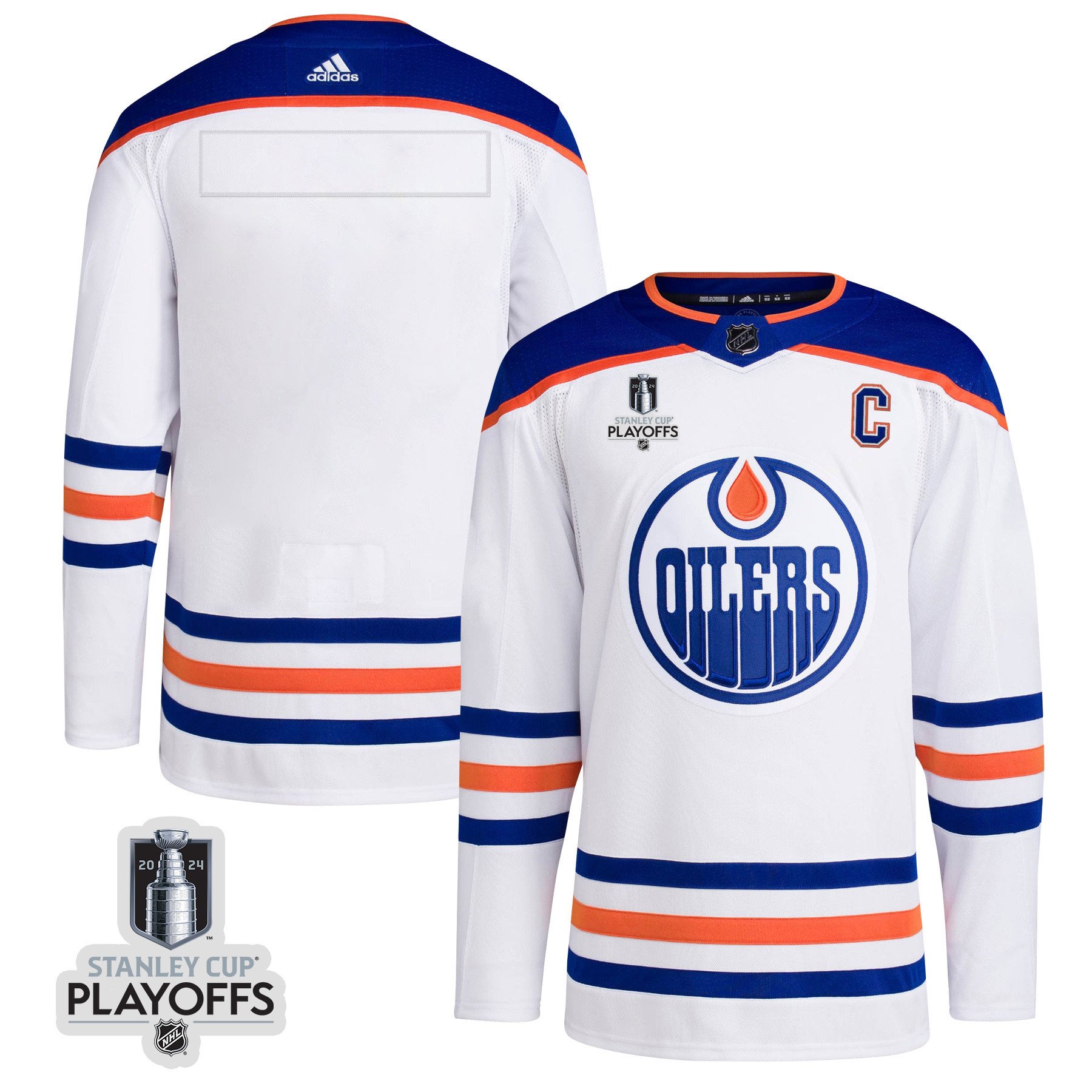Edmonton Oilers 2024 Playoffs Patch Away White NHL Jersey Men's