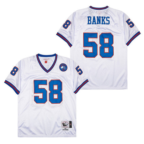 Carl Banks 58 New York Giants Spider Lockhart 43 Patch Throwback White NFL Jersey Men's
