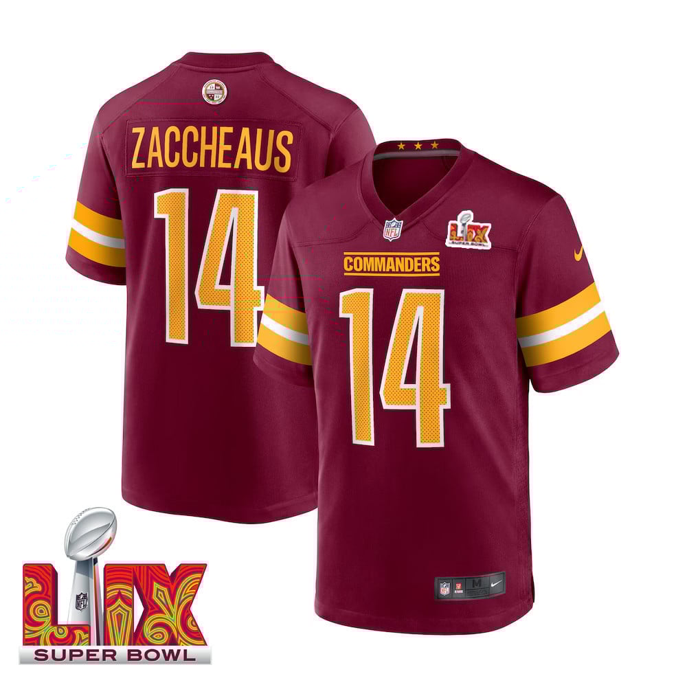 Olamide Zaccheaus #14 Washington Commanders Super Bowl LIX Burgundy NFL Jersey Men's