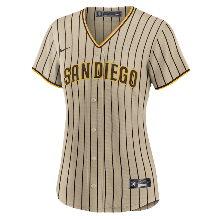Juan Soto 22 San Diego Padres Signed Hit 2023 Alternate Player Tan MLB Jersey Women's
