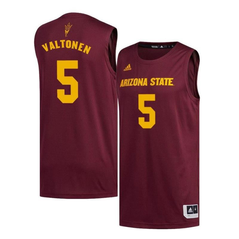 5 Elias Valtonen Maroon Arizona State Sun Devils NCAA Jersey Men's