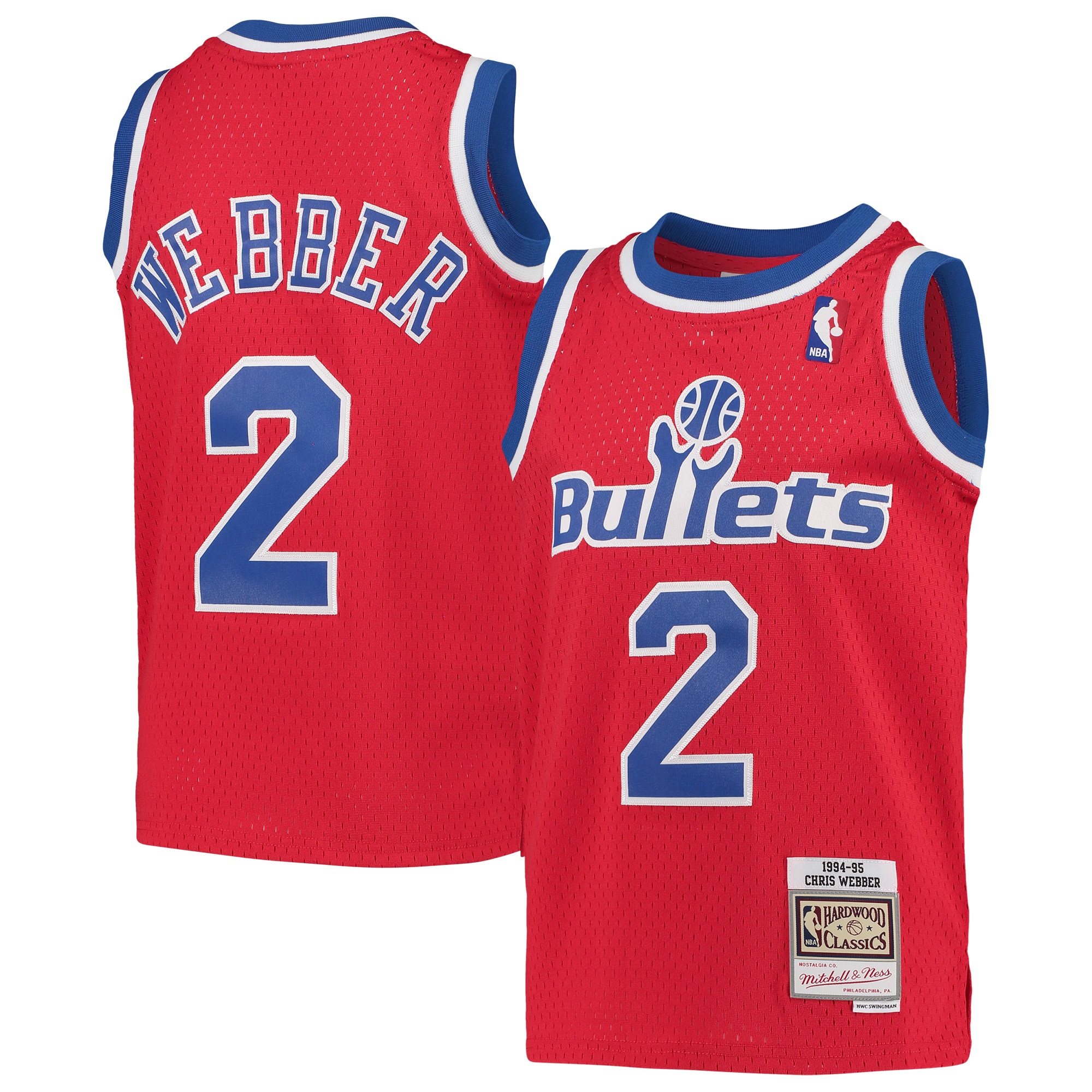 Mitchell Ness Chris Webber Red Washington Bullets 1994-95 Hardwood Classics Swingman NBA Jersey Youth