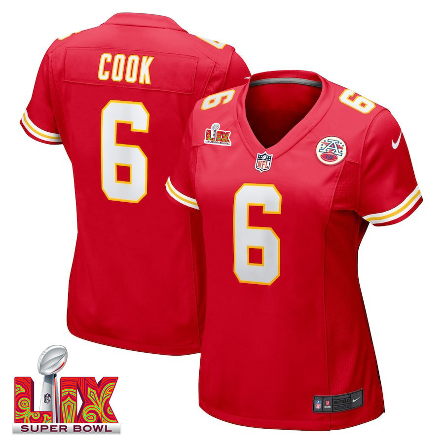 Bryan Cook #6 Kansas City Chiefs Super Bowl LIX Red NFL Jersey Women's