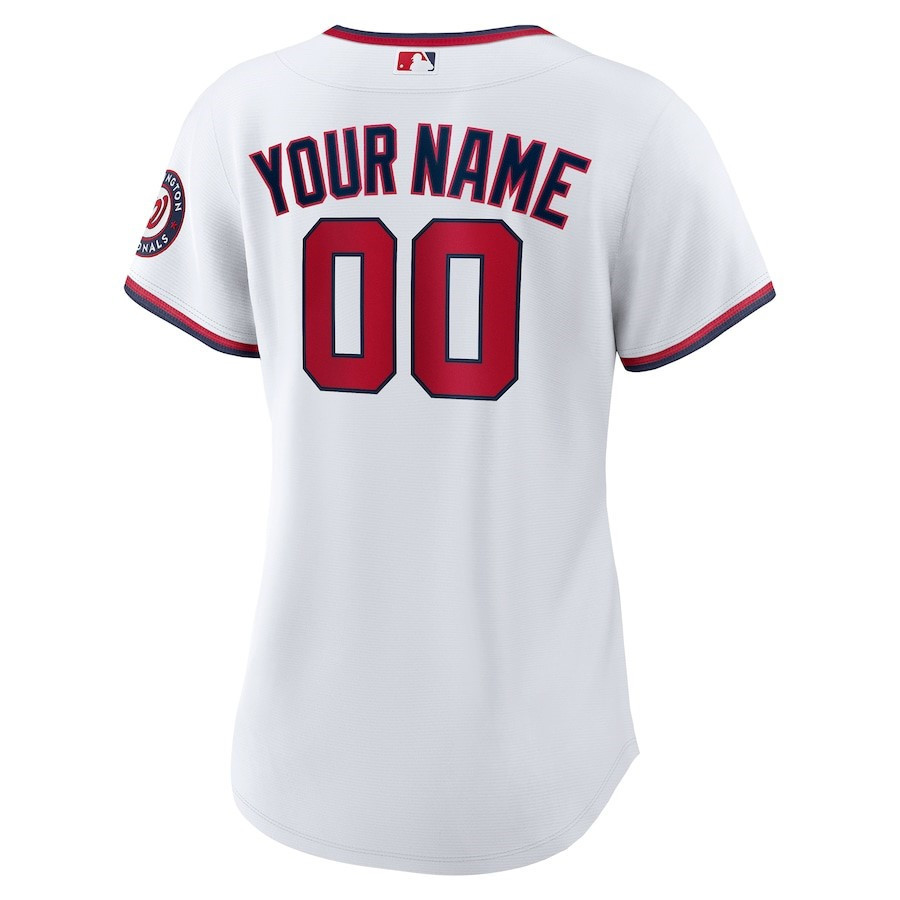 Washington Nationals Custom White MLB Jersey Women's