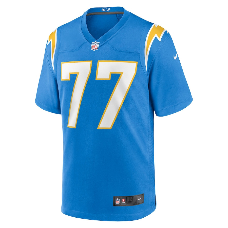 Zion Johnson 77 Los Angeles Chargers Game Powder Blue NFL Jersey Men's