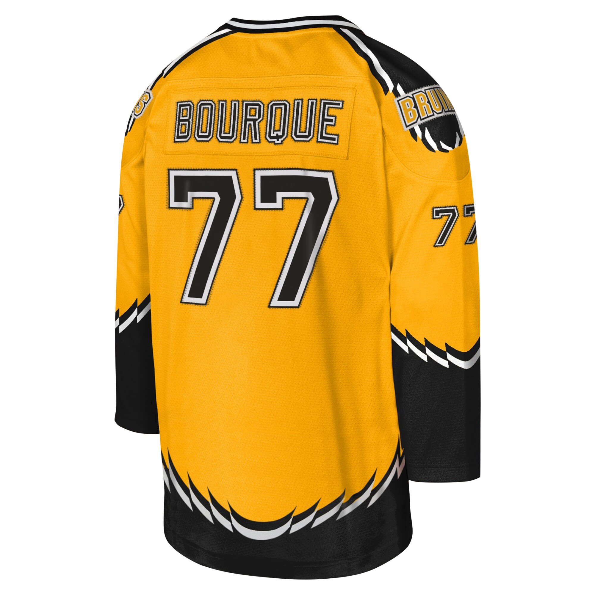 Boston Bruins Ray Bourque Mitchell Ness Gold 1996-97 Blue Line Captain Patch Player NHL Jersey Youth