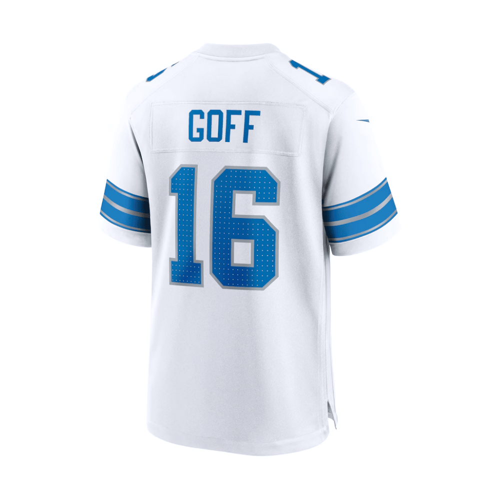 Jared Goff 16 Detroit Lions 2025 Pro Bowl Patch Game White NFL Jersey Men's
