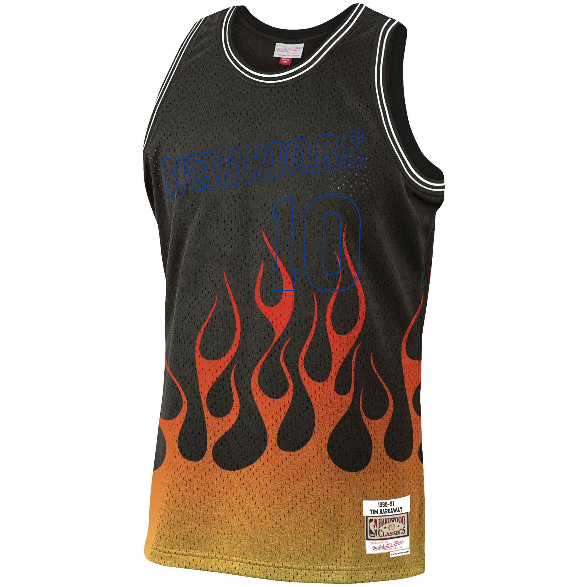 Tim Hardaway Golden State Warriors Mitchell Ness 1990-91 Hardwood Classics Flames Swingman Black NBA Jersey Men's