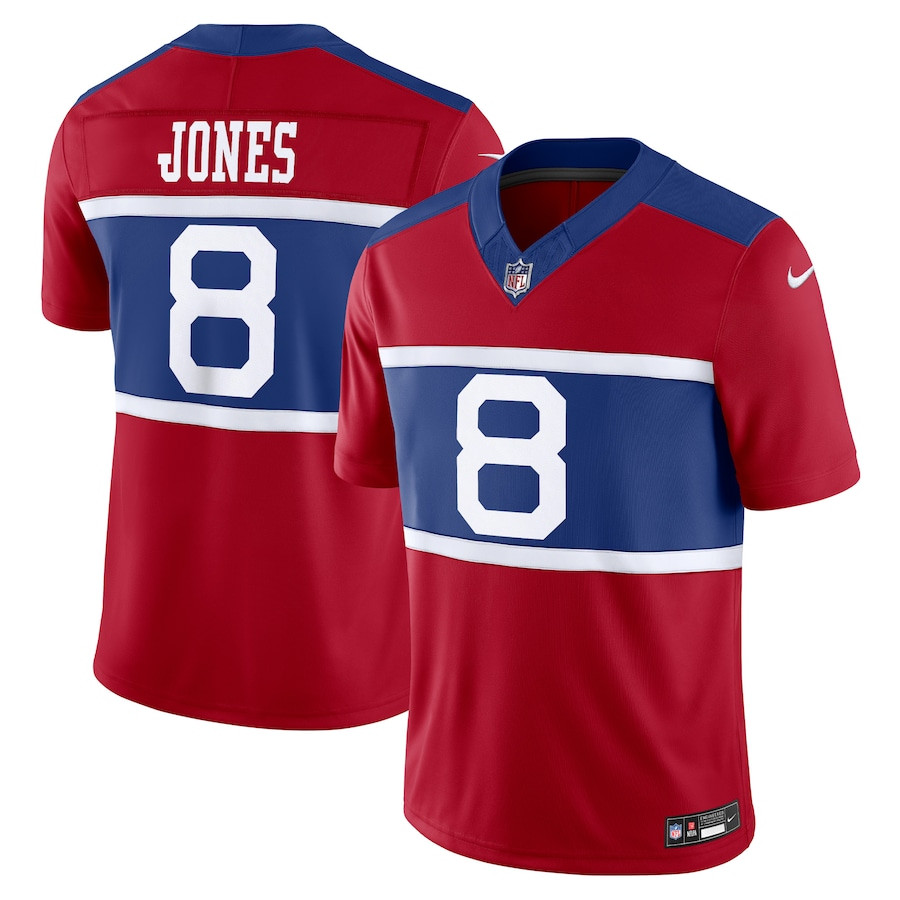 Daniel Jones 8 New York Giants Alternate Vapor F.U.S.E. Limited Century Red NFL Jersey Men's
