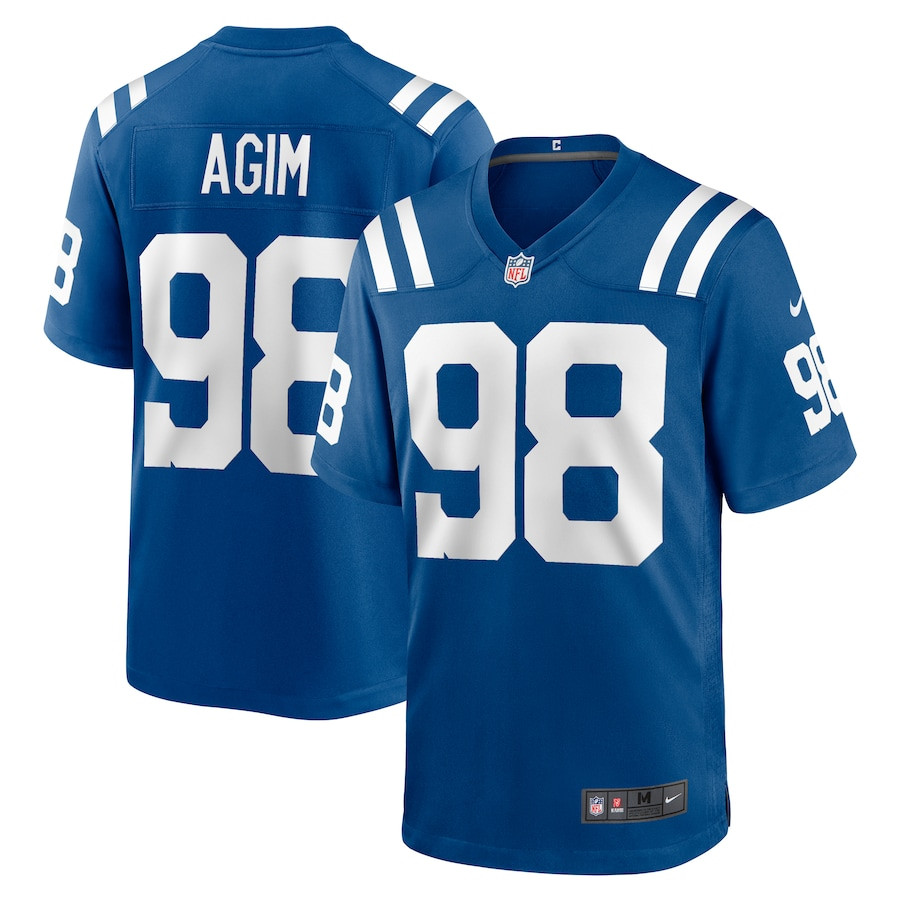 McTelvin Agim 98 Indianapolis Colts Game Royal NFL Jersey Men's