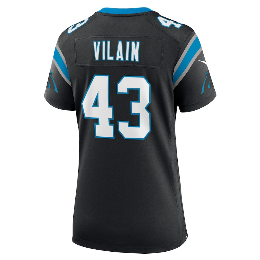 Luiji Vilain 43 Carolina Panthers Game Black NFL Jersey Women's