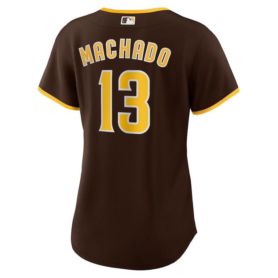 Manny Machado 13 San Diego Padres Road Player Brown MLB Jersey Women's
