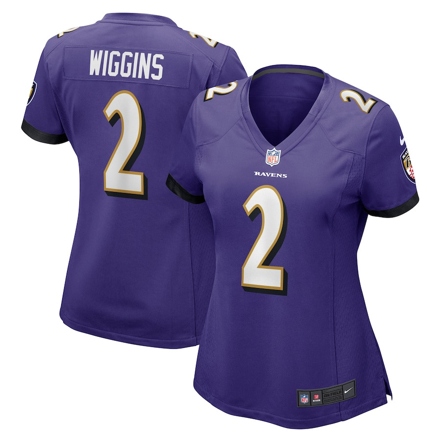 Nate Wiggins 2 Baltimore Ravens Game Purple NFL Jersey Women's