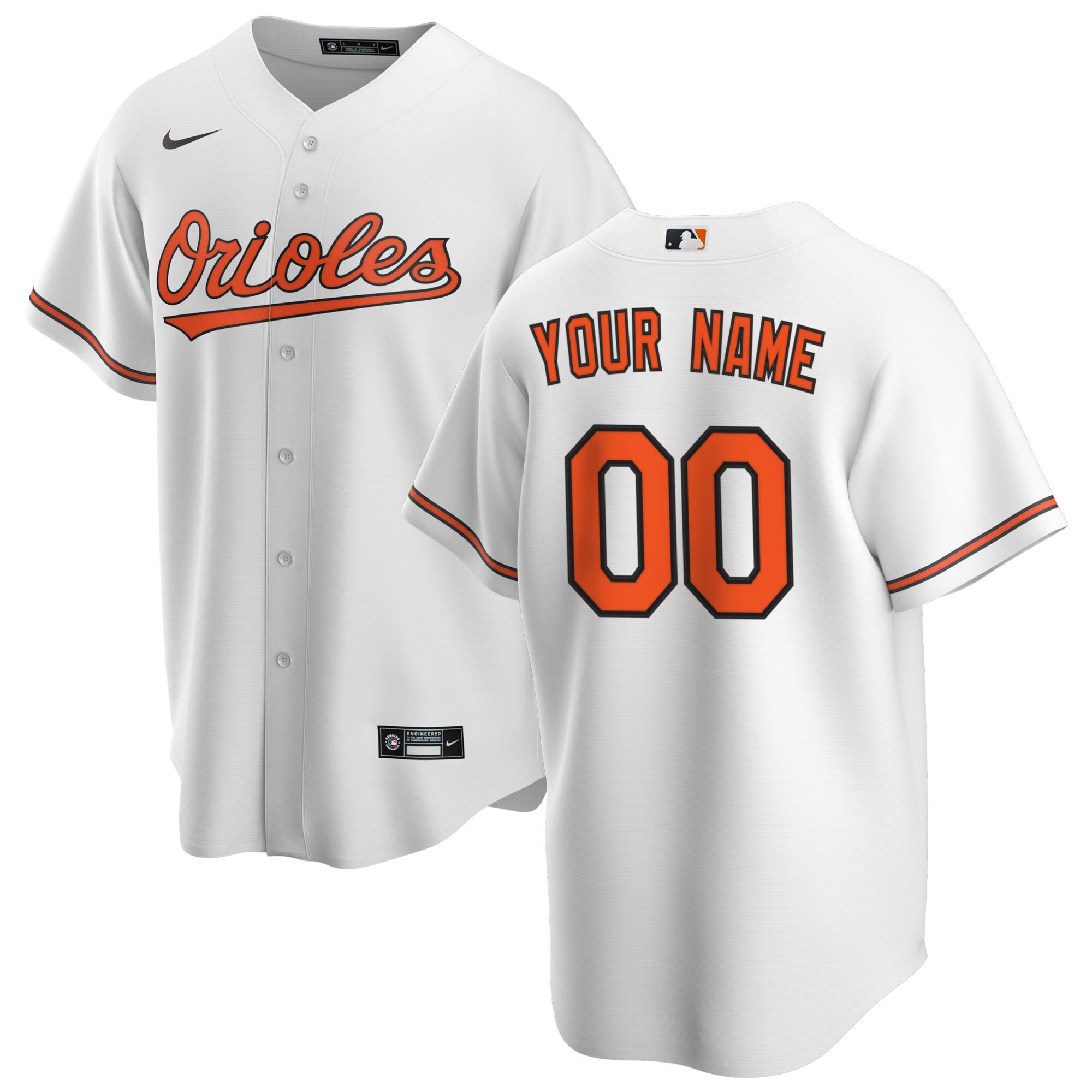 Baltimore Orioles White Home Custom MLB Jersey Men's