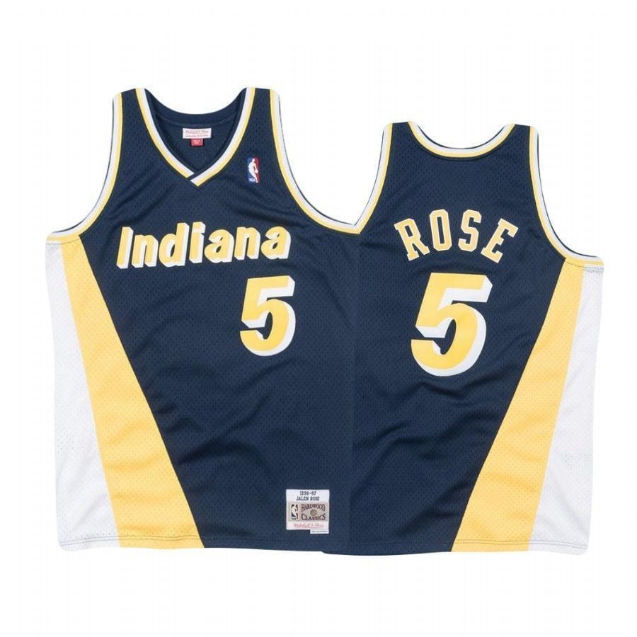 Jalen Rose 5 Indiana Pacers White Hardwood Classics NBA Jersey Men's