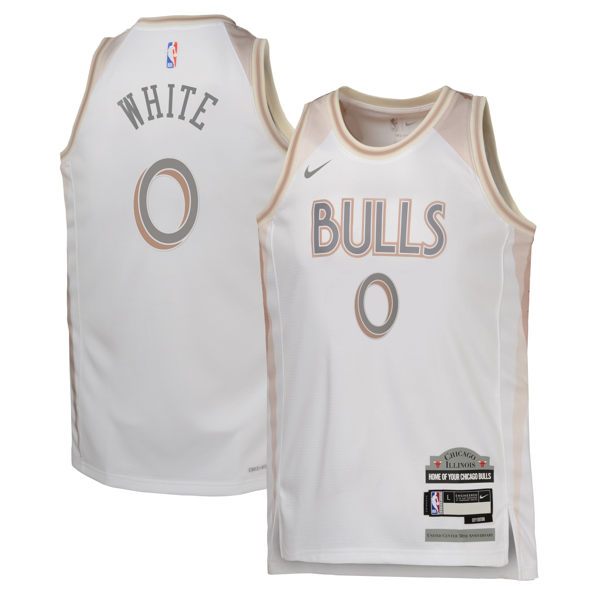 Camiseta City Edition Swingman de los Chicago Bulls 2024 Blanco Cob White Juvenil NBA Jersey Men's