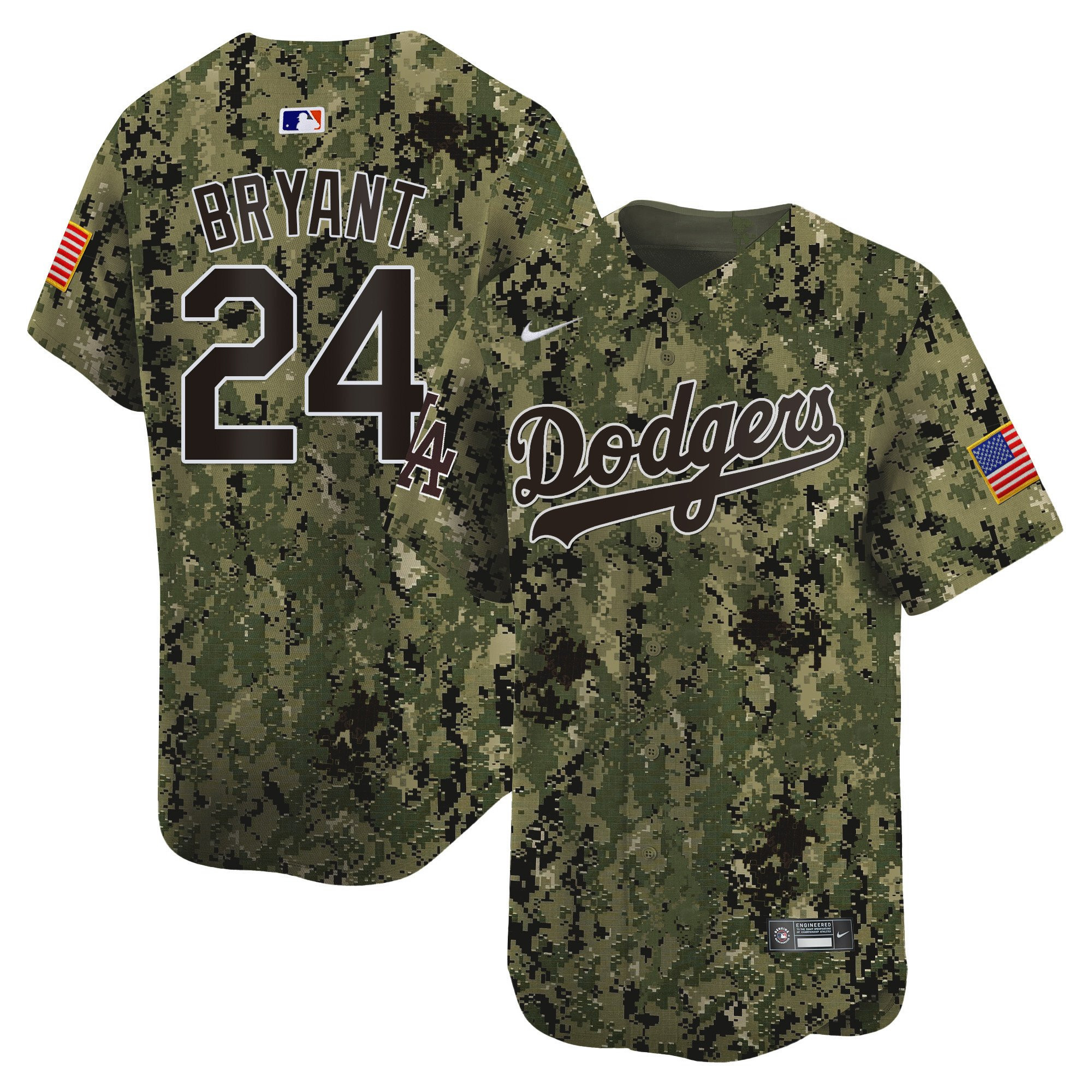 Kobe Bryant 24 Los Angeles Dodgers USMC Alternate Limited Woodland MLB Jersey Men's