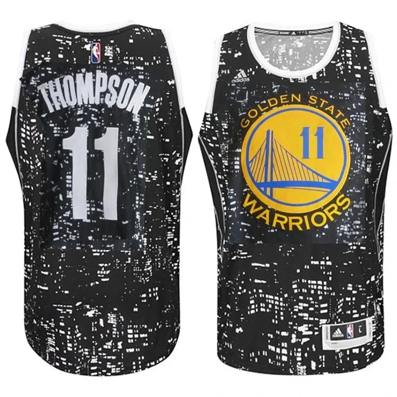 Golden State Warriors 11 Klay Thompson City Lights Black Swingman NBA Jersey Men's