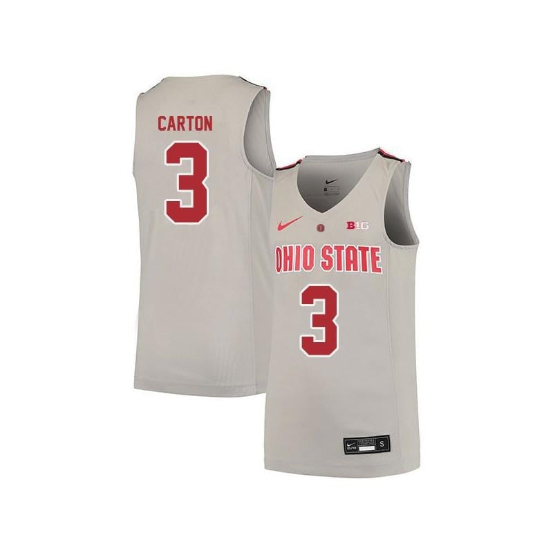 3 DJ Carton Gray Elite Ohio State Buckeyes NCAA Jersey Men's